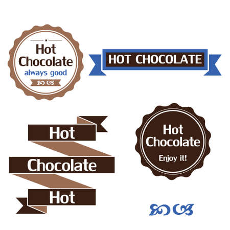 Hot chocolate labels, badges and design elements. Vector illustrationのイラスト素材