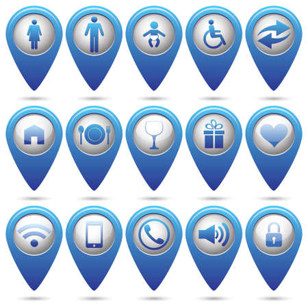 Set of blue map pointers. Vector illustrationのイラスト素材