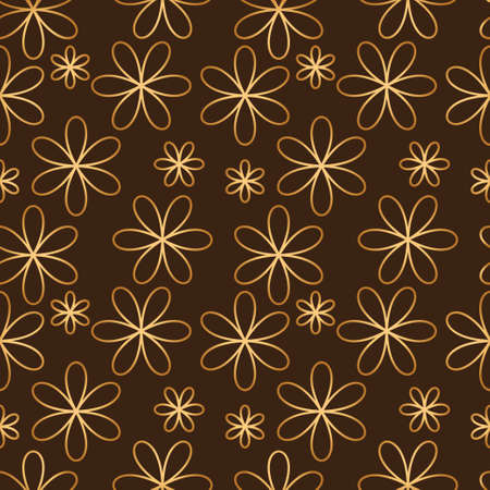 Flower seamless pattern golden color. Vector illustrationのイラスト素材