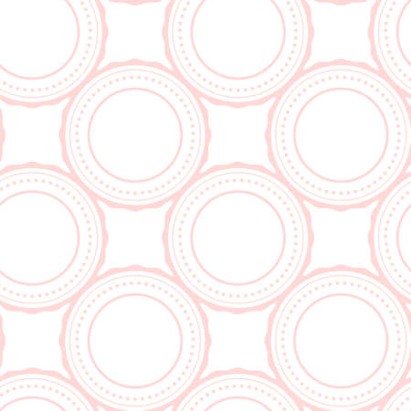 Pink rings abstract seamless pattern on white. Vector illustrationのイラスト素材