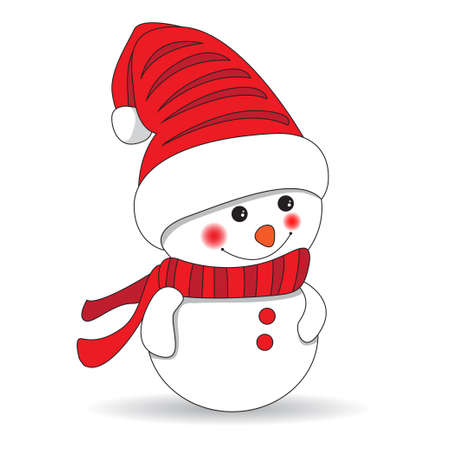 Cute snowman on white backgroundのイラスト素材