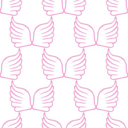 Angel wings seamless white pink patternのイラスト素材