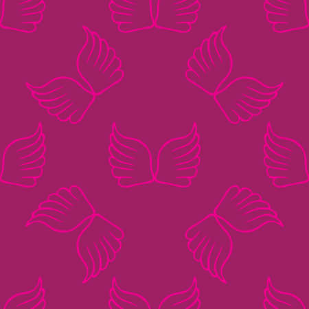Angel wings seamless lilac pink pattern. Vector illustrationのイラスト素材
