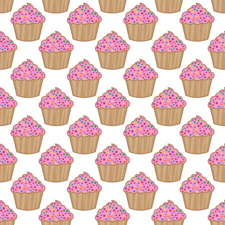 Cupcake vector pattern on  pink backgroundのイラスト素材