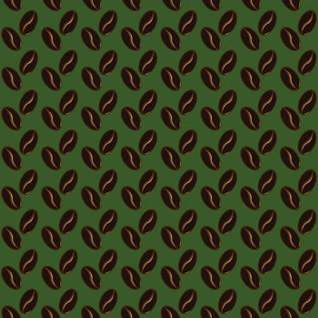 Abstract coffee beans pattern green backgroundのイラスト素材