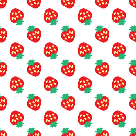 Abstract seamless white strawberry background. Vector illustrationのイラスト素材