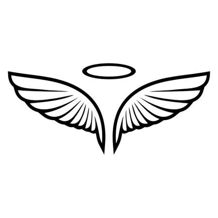 A Vector sketch of angel wings isolated on plain background.のイラスト素材