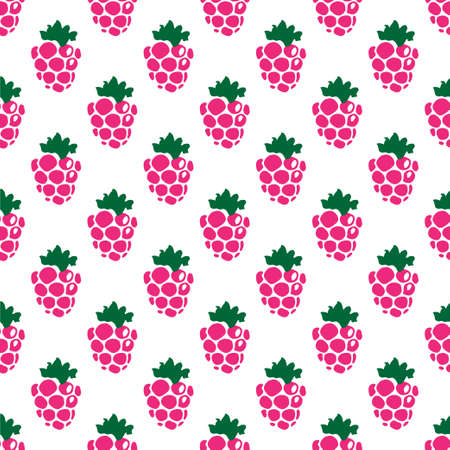 Seamless raspberry background white pink patternのイラスト素材