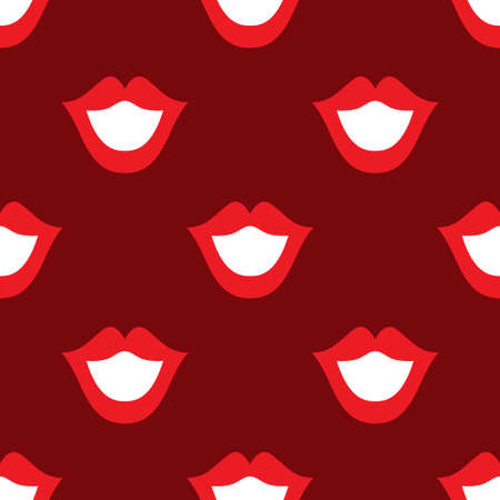 Lips seamless texture bright red color Vector illustrationのイラスト素材