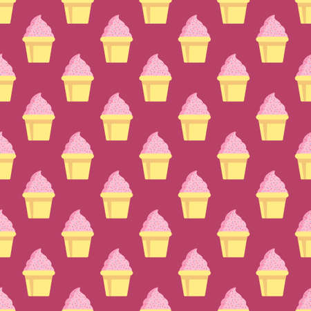 Cupcake vector pattern pink background