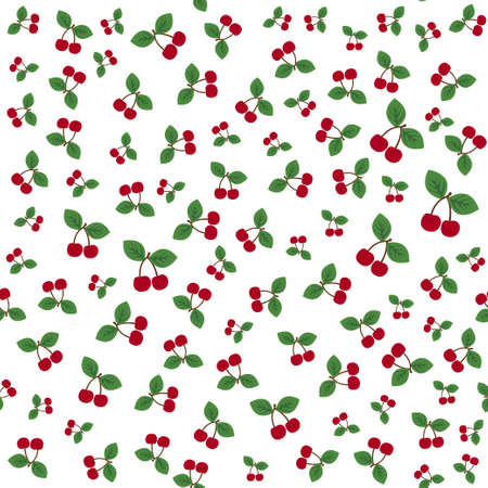 Pair of cherries seamless pattern on white
