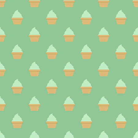 Mint cream cake seamless green pattern. Vector illustrationのイラスト素材