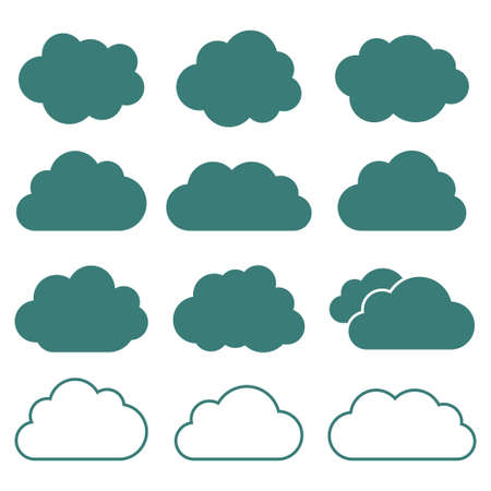 Set of cloud icons flat style in vector. Vector illustrationのイラスト素材