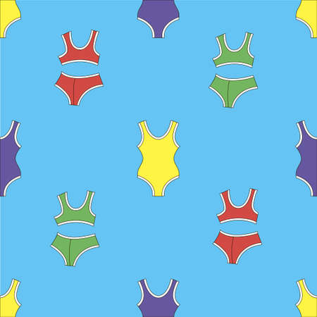 Woman fashion summer swimsuit seamless background pattern. Vector illustrationのイラスト素材
