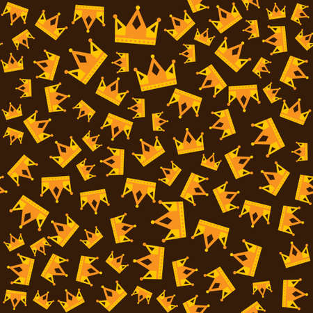 Seamless gold crown pattern dark background. Vector illustrationのイラスト素材