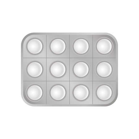 Virus white pill tablet medical help icon vectorのイラスト素材