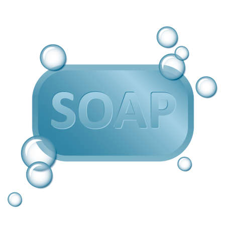 Blue soap with bubbles icon symbol wash handsのイラスト素材