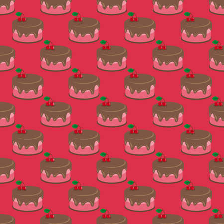Cream choco cherry cake tasty seamless background pattern