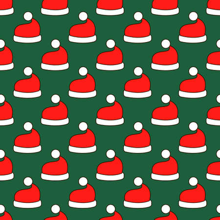 Christmas Santa Claus hat art seamless patternのイラスト素材
