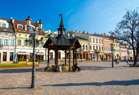 Rzeszow, Poland - March 20, 2015: Old well on market squareのeditorial素材