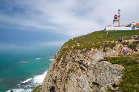 Cape Roca, Portugal - June 14, 2017: Cape Roca Cabo da Roca - westernmost point of Europe and Eurasia in Portugal near Sintraのeditorial素材