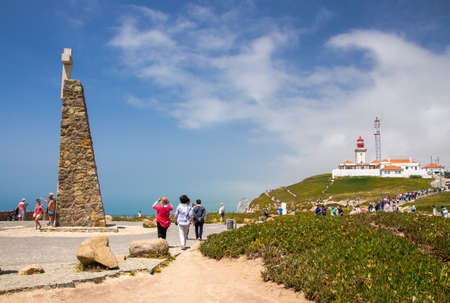 Cape Roca, Portugal - June 14, 2017: Cape Roca Cabo da Roca - westernmost point of Europe and Eurasia in Portugal near Sintraのeditorial素材