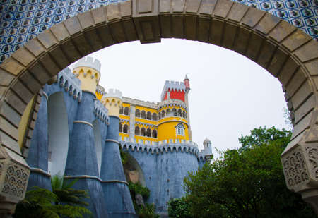 Sintra, Portugal - June 14, 2017: Pena National Palace or Palacio da Pena. Pena Castle is Unesco Heritage near Lisbon Lisboaのeditorial素材