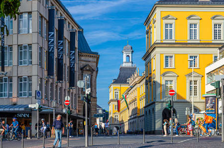Bonn, Germany, August 23, 2019: people walking down street in front of Electoral Palace is main building of the University of Bonn in historical city centre, North Rhine-Westphalia regionのeditorial素材