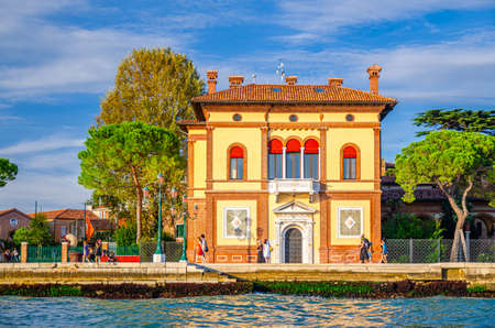 Venice, Italy, September 14, 2019: Palazzina Canonica palace CNR-ISMAR in Castello sestiere, view from water of Venetian lagoon, Veneto regionのeditorial素材