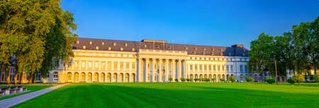 Koblenz, Germany, August 23, 2019: Electoral Palace Schloss building and Schlossvorplatz green grass lawn square in Koblenz historical city center, blue sky background, Rhineland-Palatinate stateのeditorial素材