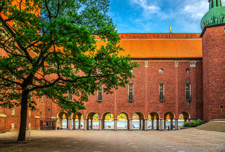 Courtyard in Stockholm City Hall building Stadshuset of Municipal Councilのeditorial素材