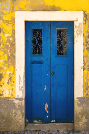 Watercolor drawing of old colorful door in historic part of city Aveiroの写真素材