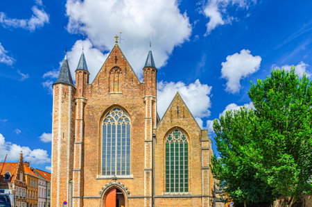 Sint-Jakobskerk St James's Church Brick Gothic architecture style building in Brugge city historical centre, Bruges old town quarter district, West Flanders province, Flemish Region, Belgiumの写真素材