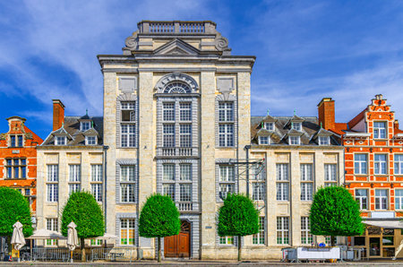 KU Leuven Katholieke Universiteit Leuven Catholic research university building on Oude Markt Old Market square in Leuven city historical center, Flemish Region, Flemish Brabant province, Belgiumの写真素材