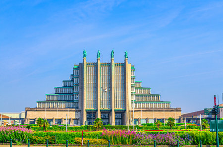 Brussels Exhibition Center or Brussels Expo primary event complex on Heysel Plateau Heizel Heysel Park in Laeken Laken suburb in Brussels city, Brussels-Capital Region, Belgiumの写真素材