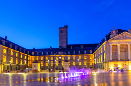 Palace of the Dukes and Estates of Burgundy Bourgogne Palais with Tour Philippe le Bon tower building on Place de la Liberation square in Dijon city historical centre, Dijon old town, Franceの写真素材