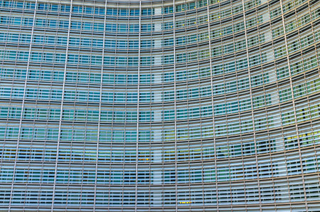 Berlaymont building wall, modernism architecture style, modern high-rise office building, abstract details of facade wall, patterned cells, Brussels city, Belgiumの写真素材