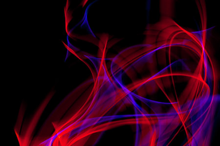 Flowing purple and red luminous lines creating expressive abstract energy motion on dark background.