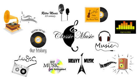 Set of music labelsのイラスト素材