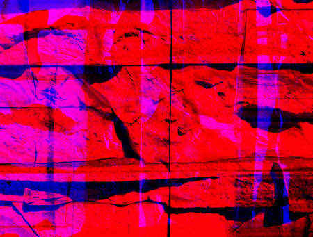 Abstract, red, 3D volumetric background, with blue longitudinal stripes, from photo products of stone tiles for facing.の写真素材