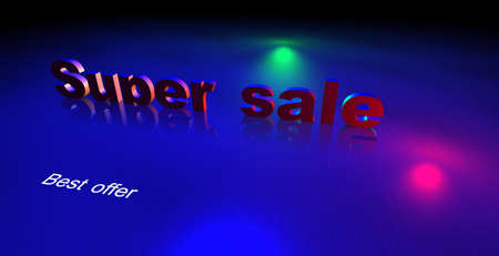 Beautiful volumetric text, 3D illustration Super sale, best offer. Red and white letters on a...