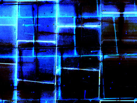 Volumetric art background with blue and cyan squares and stripes. An effective illustration for your projects and works.の写真素材