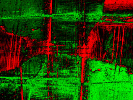 Abstract background in red and green with a spectacular rhythm and inserts. Surreal image in a modern style. For your wallpapers, art projects and artworks.の写真素材