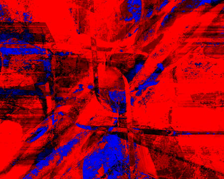 Abstract background in red and blue, with a spectacular rhythm and inserts. Surreal image in a modern style. For your wallpapers, art projects and works.の写真素材