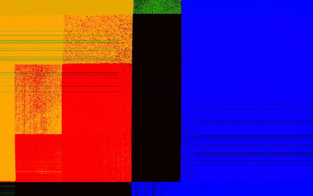 Abstract volumetric background with a spectacular combination of red, blue, yellow, green and black,...