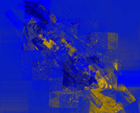 Abstract background of blue and yellow colors, with a spectacular rhythm and dark accents. A surreal...