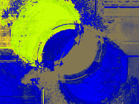 Abstract background of blue and yellow colors, with a spectacular rhythm and dark accents. A surreal image in a modern style. For your wallpapers, art projects and works.の写真素材