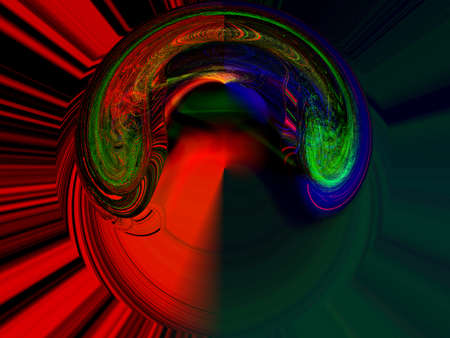 Abstract volumetric background with a spectacular combination of red, blue, yellow and green, with dark and light accents. A modern image for your art projects, illustrations and works.の写真素材