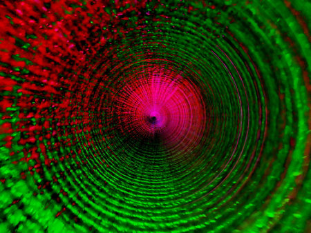 Abstract background in red and green with a spectacular rhythm and inserts. Surreal image in a modern style. For your wallpapers, art projects and artworks.の写真素材