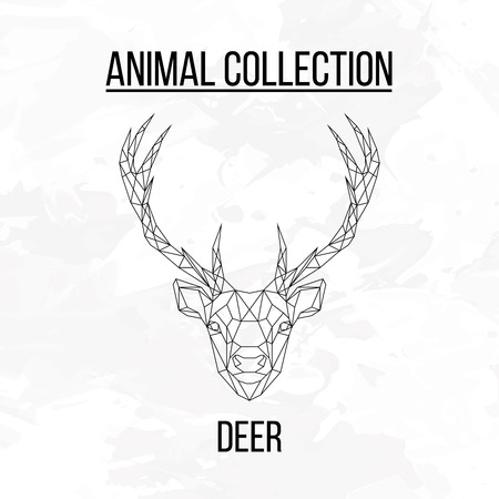 Deer head geometric lines silhouette isolated on white background vintage design elementのイラスト素材